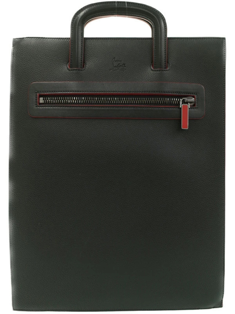 Christian Louboutin black calfskin Trictrac portfolio bag top handles zip